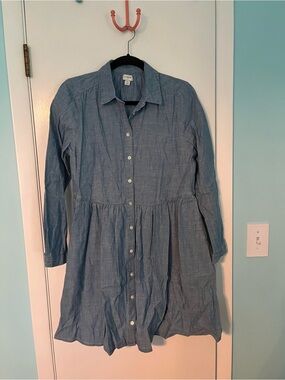 J. Crew Light Blue Chambray Button-Front Long Sleeve Dress